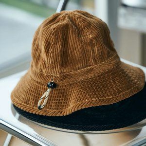 Cableami Corduroy Metro Bucket Hat with Drawcord - Brown 5W Size M NWT